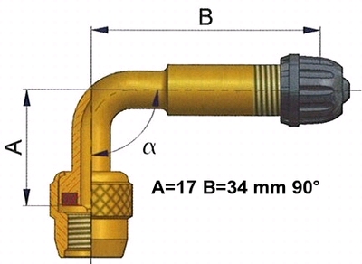 Gebogen verlengventiel 90°